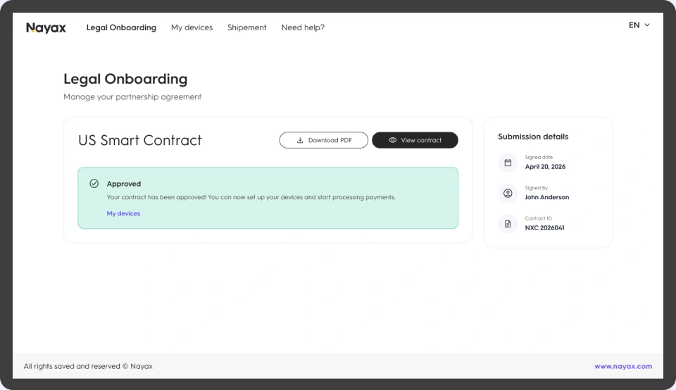 Nayax product interface after redesign