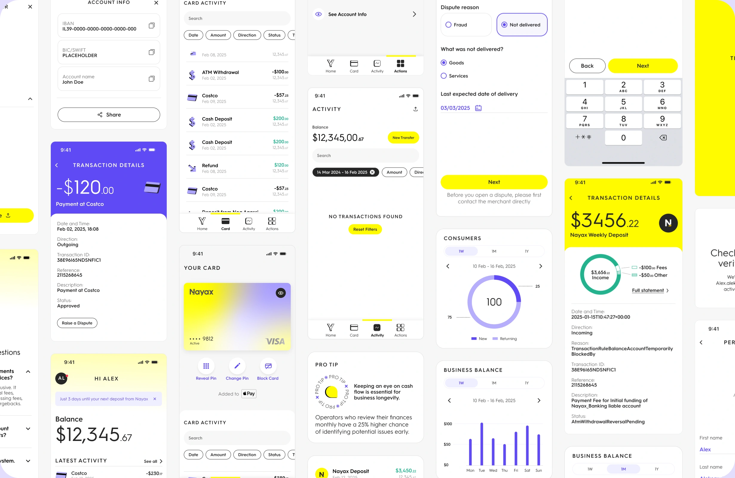 Nayax Yellow App screens