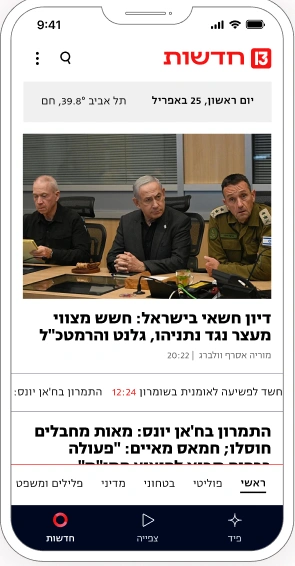 Reshet13 News screen