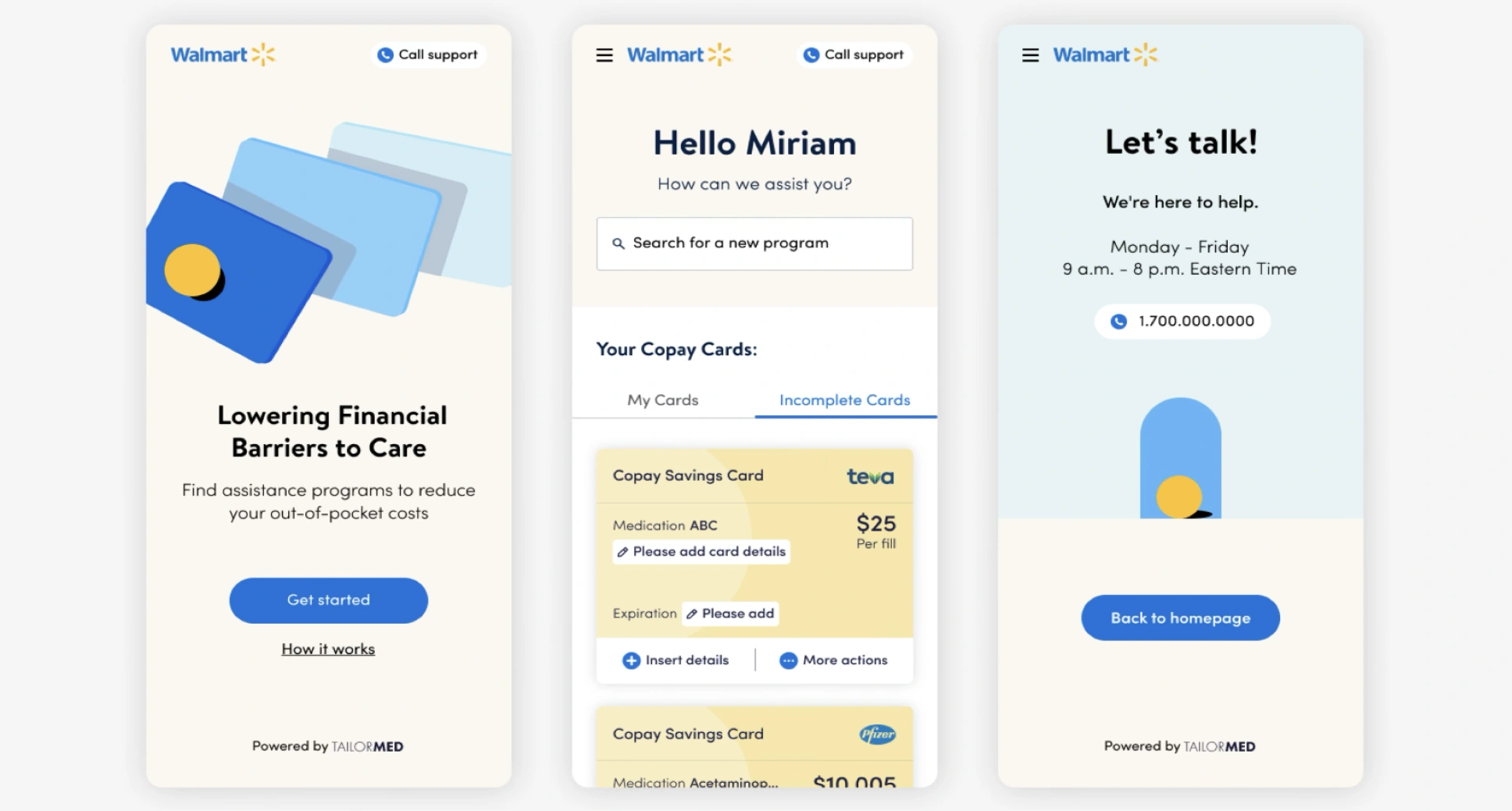 TailorMed Walmart partnership interface